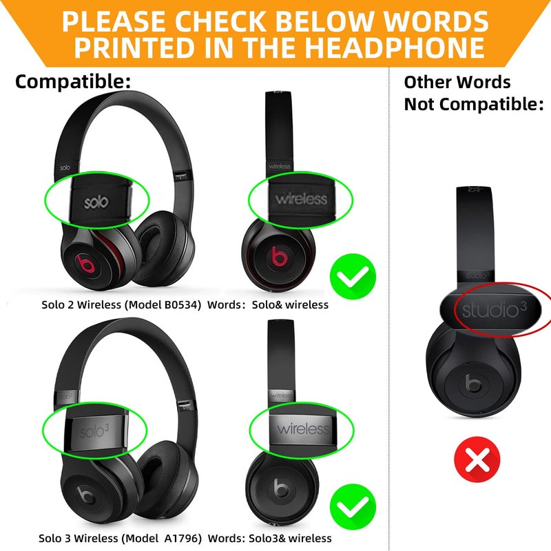 YOCOWOCO Replacement Ear Pads for Beats Solo 2 & Solo 3 Wireless On-Ear Headphones, Solo2 & Solo3 Earpads Cushions with Noise Isolation Memory Foam and Softer Protein Leather, Black - Image 2